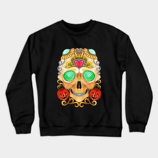 Sugar skull fancy vintage and pumpkin day of the dead. Crewneck Sweatshirt